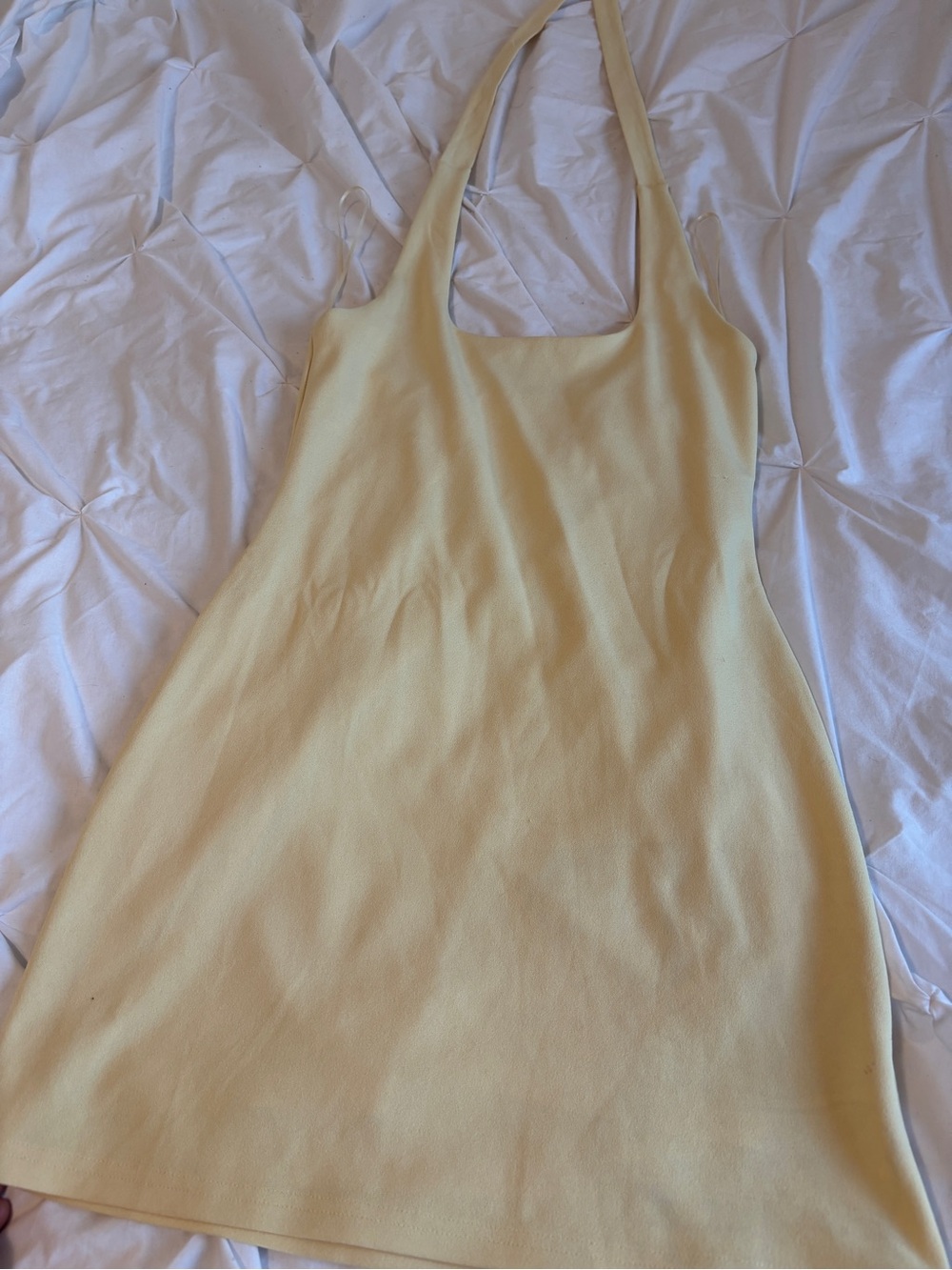OAK + FORT Pale Yellow Halter Short Dress